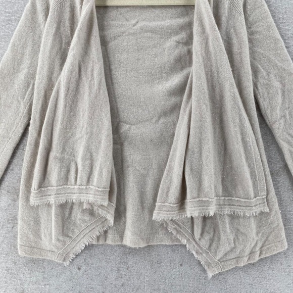 Kinross 100% Cashmere Cardigan Sweater Women XS Open Front Draped Ivory Coastal‎ - Picture 3 of 14